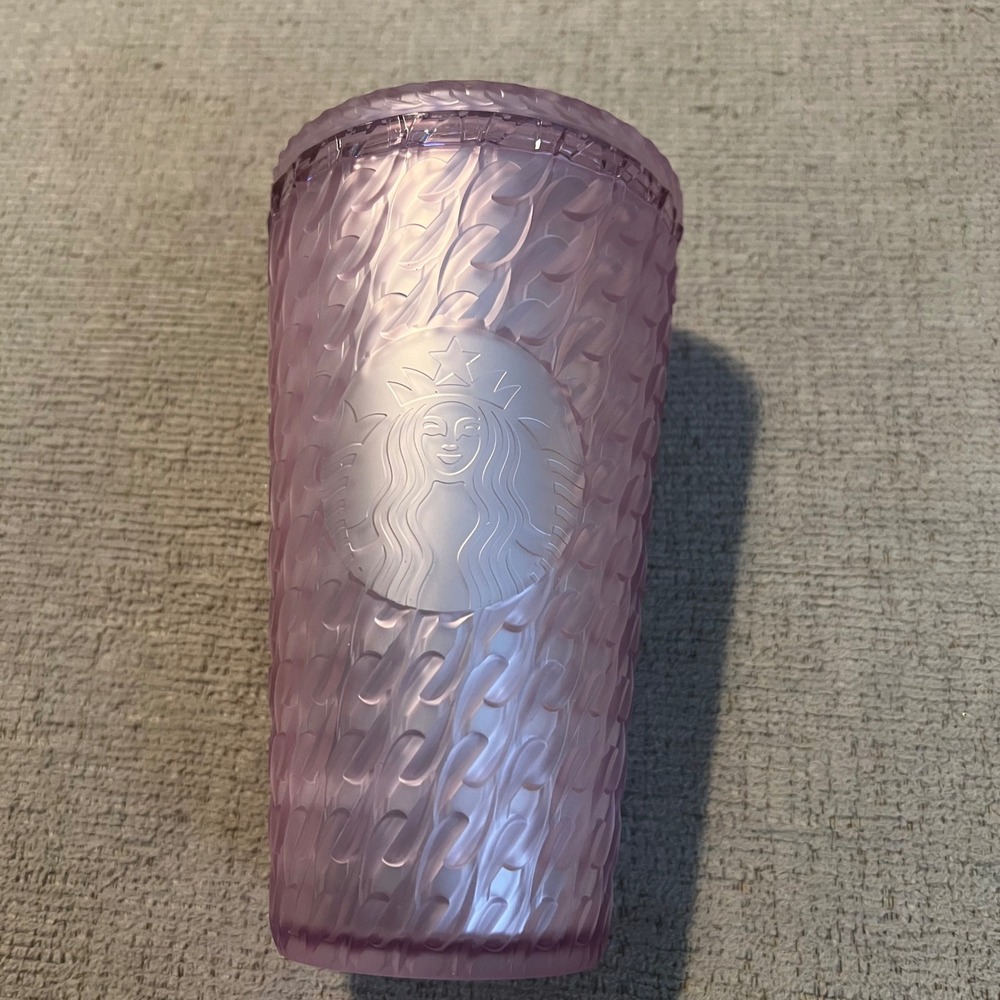Starbucks 16oz Lavender Purple Cable Knit Textured Cold Cup Tumbler 2024